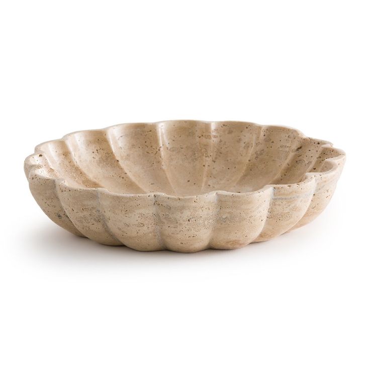 Beige Travertine Wave Bowl
