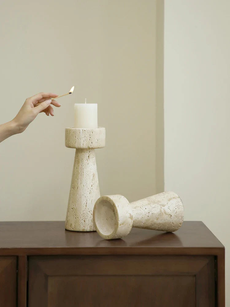Travertine Marble Candle Holder
