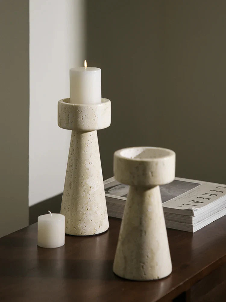 Travertine Marble Candle Holder
